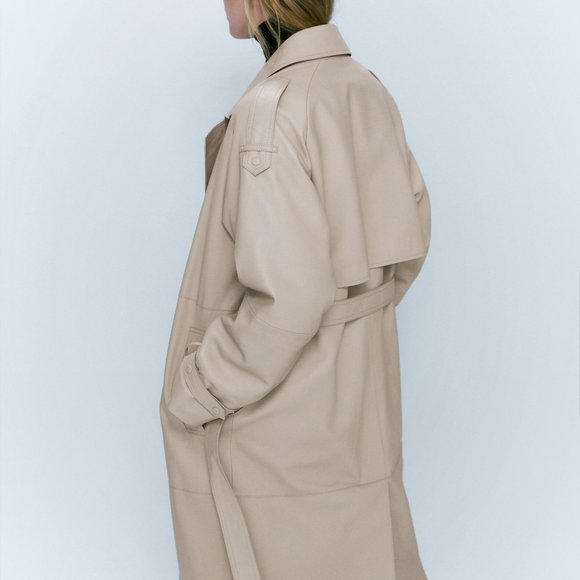 NWT Massimo Dutti Nappa Leather Trench Coat - Picture 11 of 11